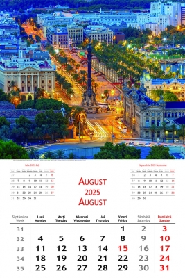 Calendar cu imagini Europe by Night, 31.5 x 48 cm, 12 file, 2025